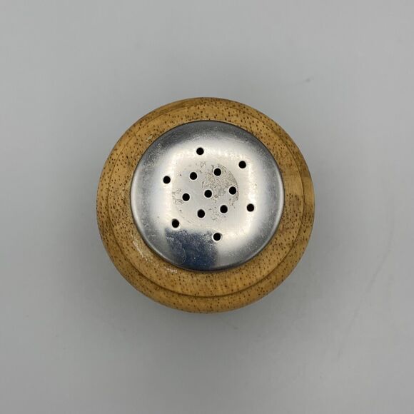 Vtg 4" Tall Wooden Salt Sugar or Pepper Shaker Plastic Screw Stopper Cottagecore - Picture 5 of 8